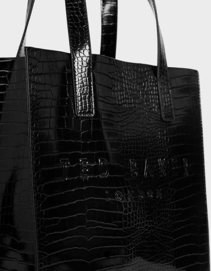 Black Ted Baker Reptcon Croc Detail Small Icon Bag