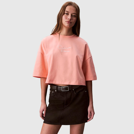Chain Stitch T-Shirt - Powder Orange