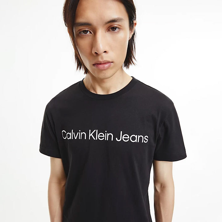 Core Institutional Logo Slim Fit Cotton T-shirt - Black